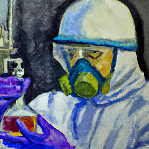 An image of a scientist wearing protective gear while handling a vial of CAS 500-67-4 in a laboratory.